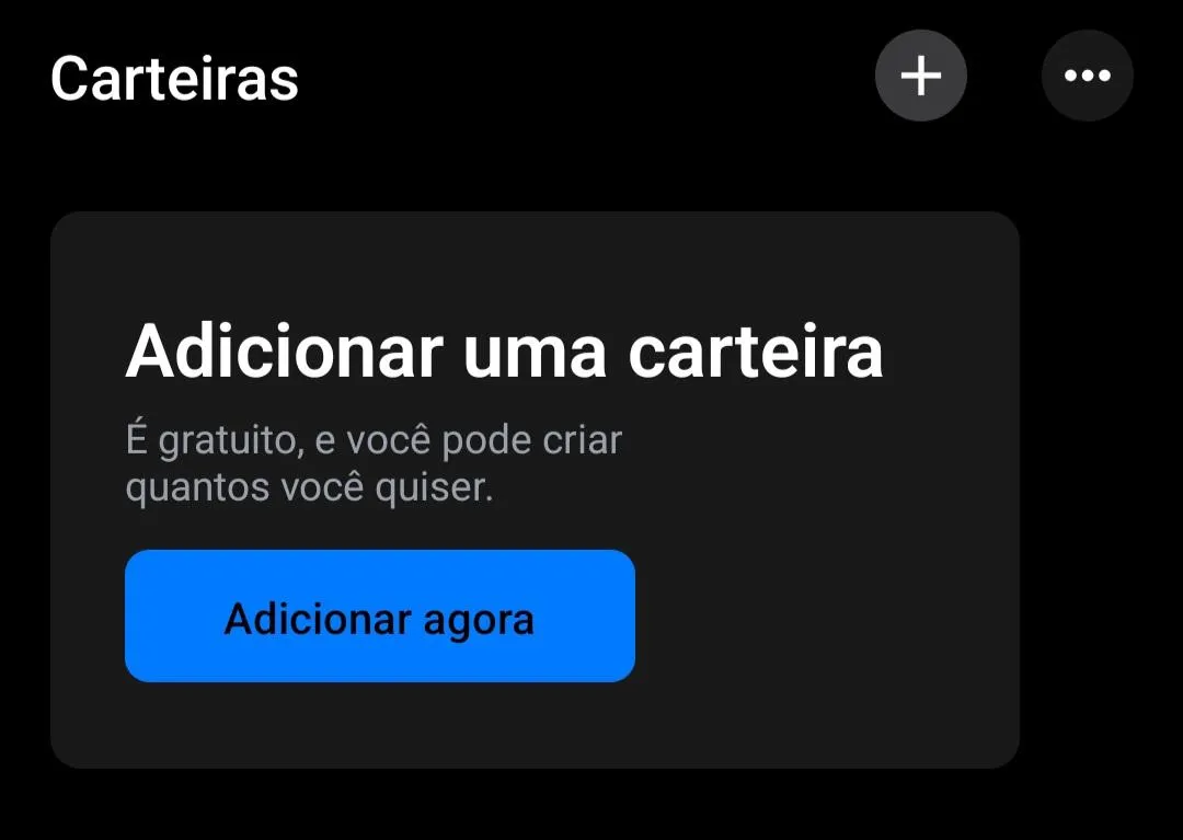 Passo 2 para criar carteira de Bitcoin: Adicionar nova carteira
