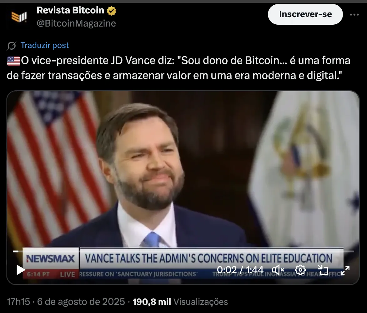 Javier Milei, presidente da Argentina, com o símbolo do Bitcoin