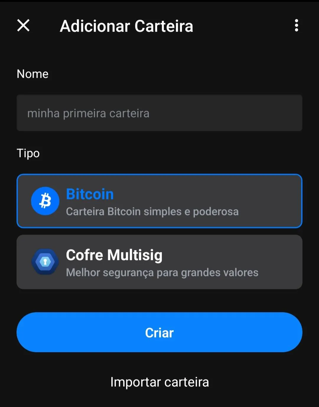 Passo 3 para criar carteira de Bitcoin: Nomear a carteira